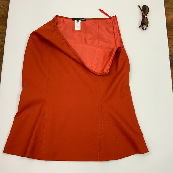Les Copains Italy Wool Flare Trampet Skirt in Terracotta/ Orange Sz 8 - Picture 11 of 14